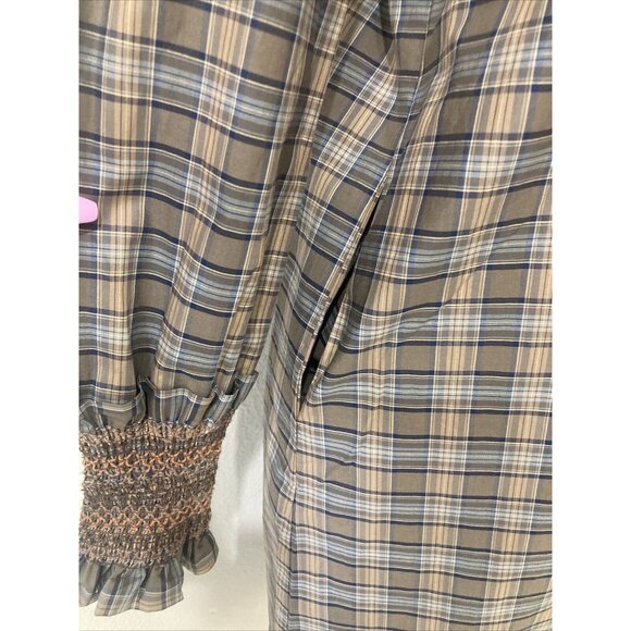 Plaid Long-Sleeve Dress with Bow Tie - Picture 6 of 11